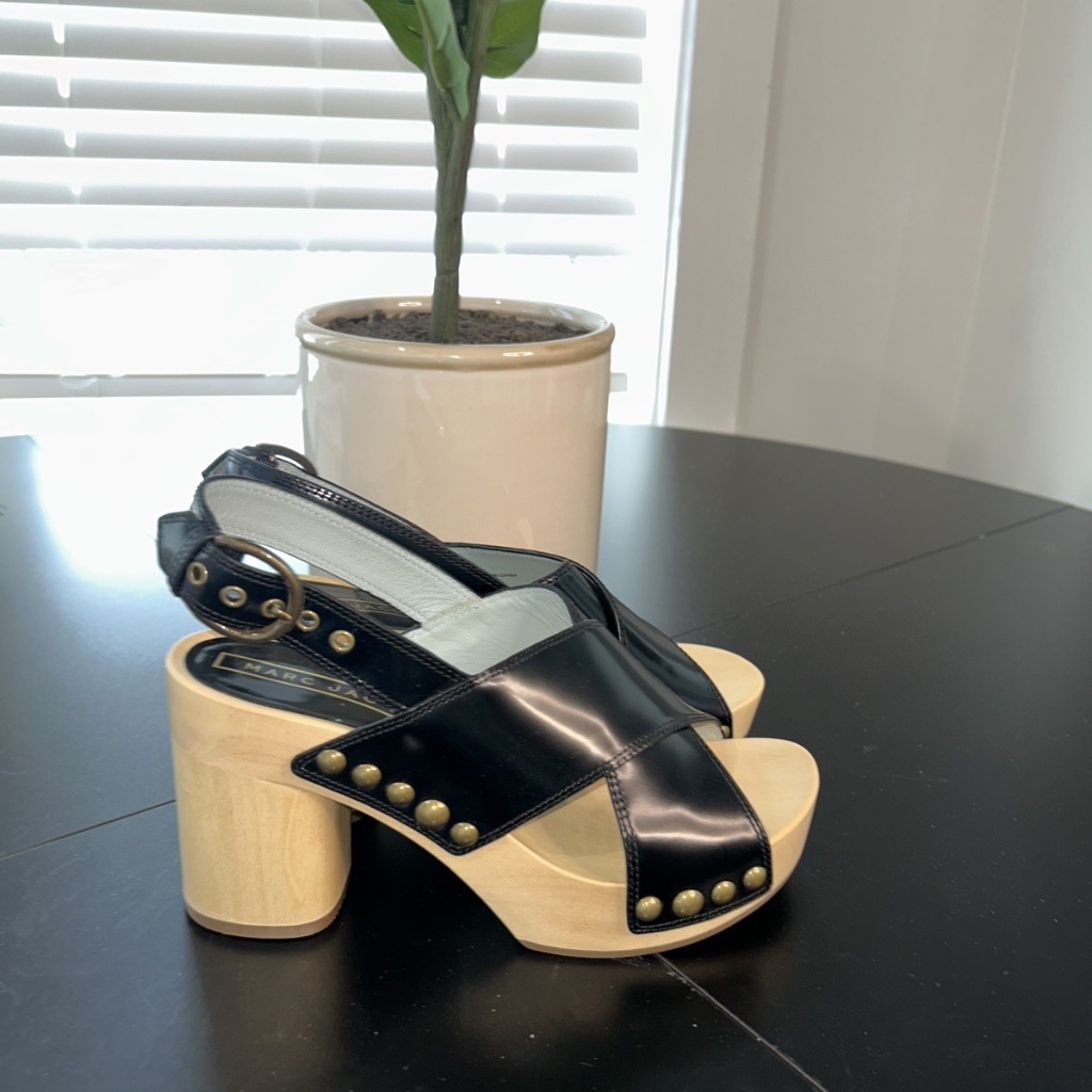 Marc Jacobs Black Studded Leather Clogs Brand New Size 37 Eu 7 Us Msr 495